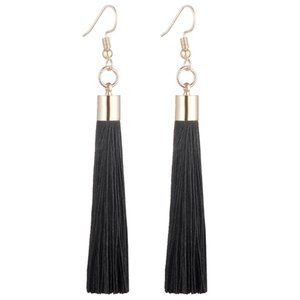 Boho Bohemian Fringe Tassel Drop Hanging Dangling Earrings Black